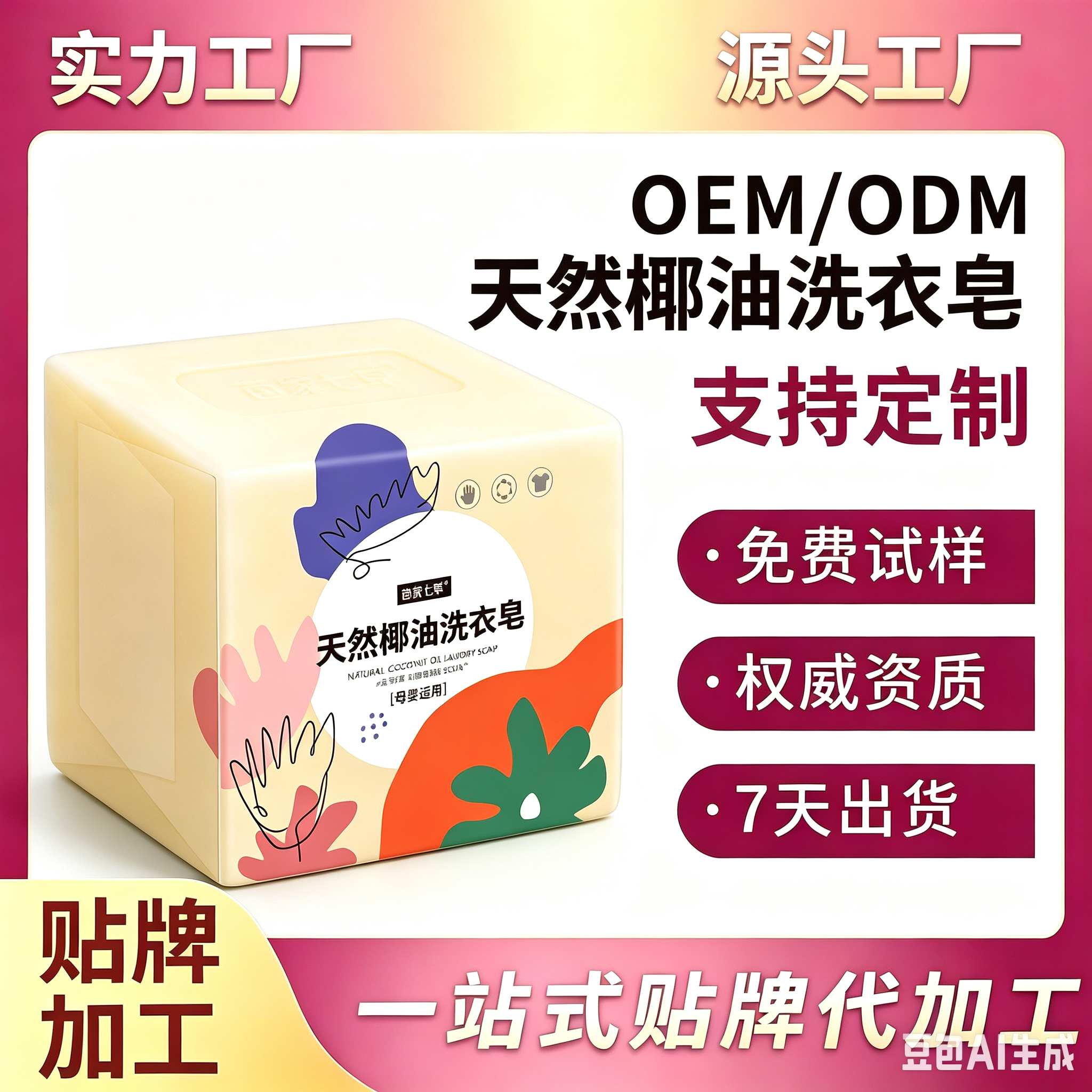 苗家七草天然椰油洗衣皂 起订量18000块