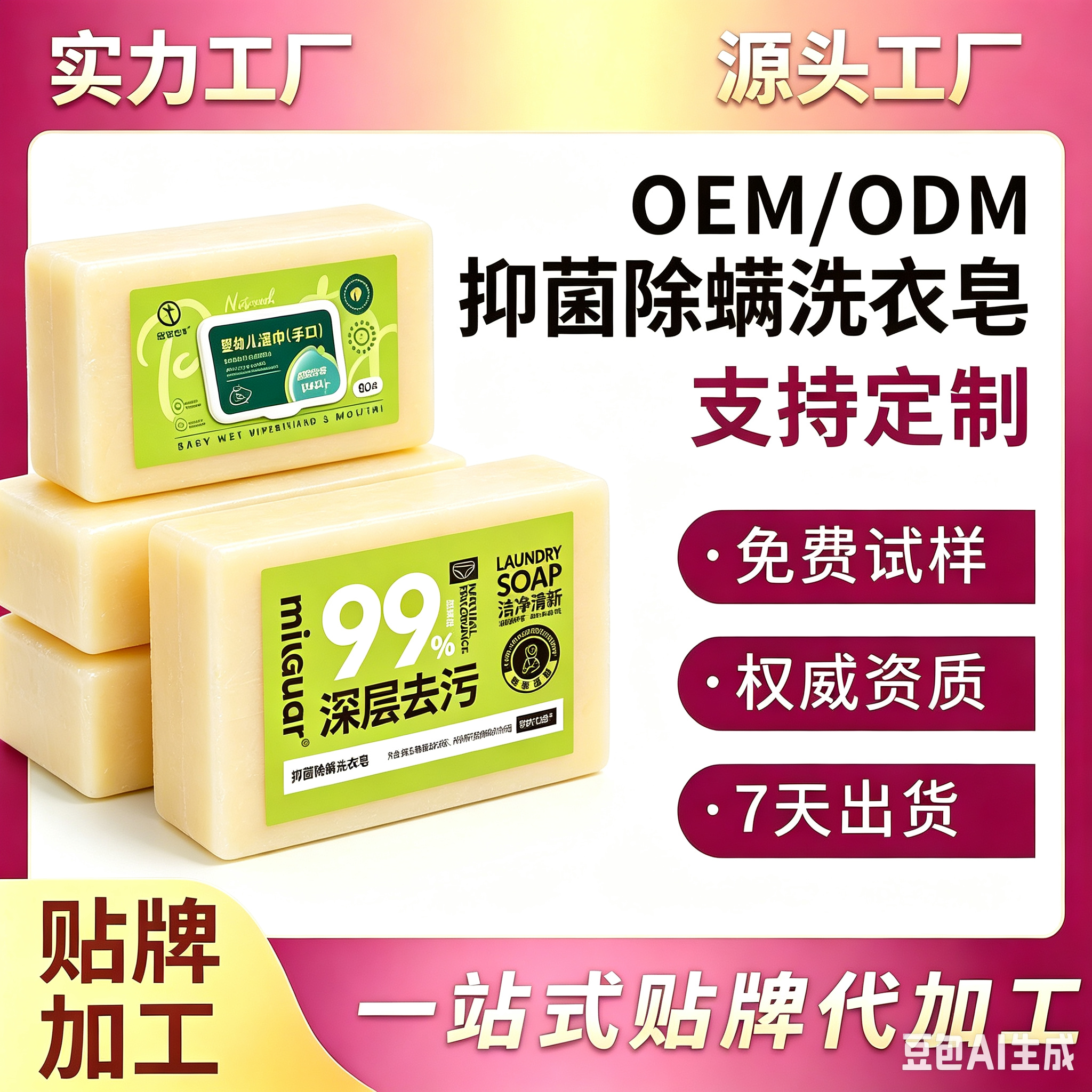 抑菌除螨洗衣皂 起订量8500包