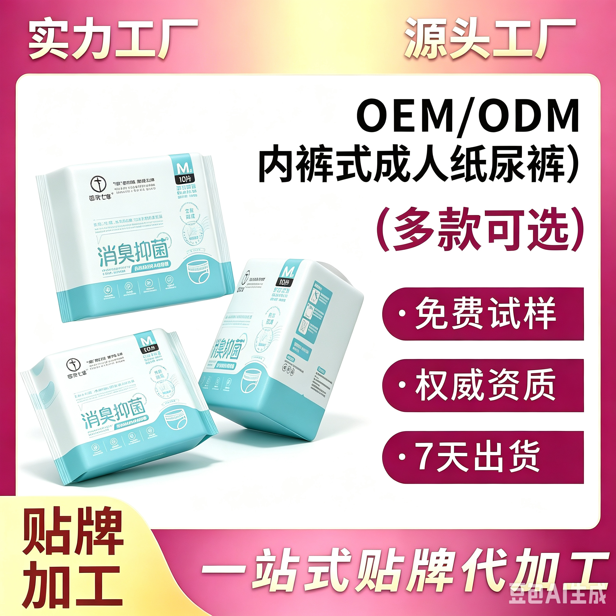 苗家七草牌裤型成人纸尿裤 起订量5000包
