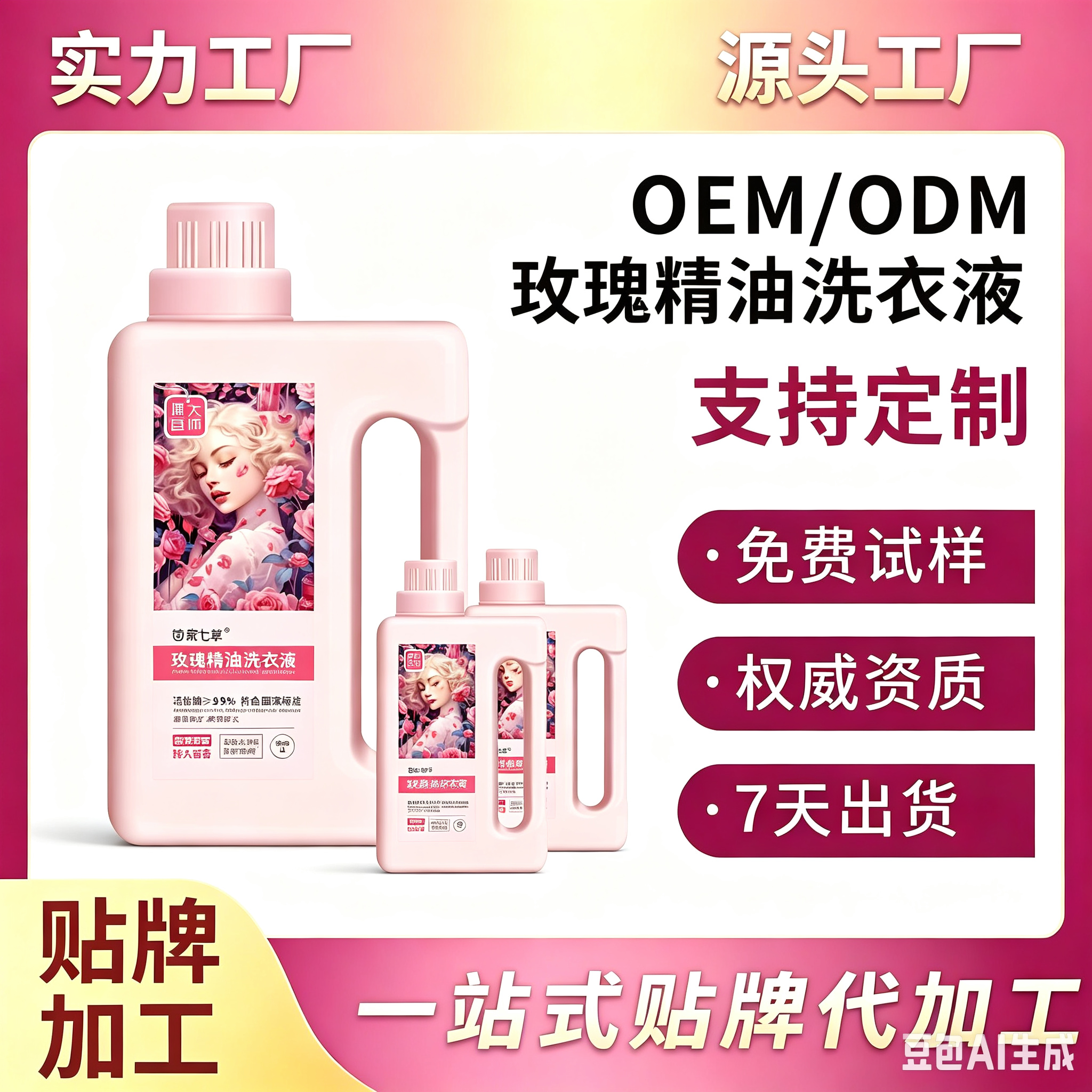 苗家七草玫瑰精油洗衣液 起订量2500瓶