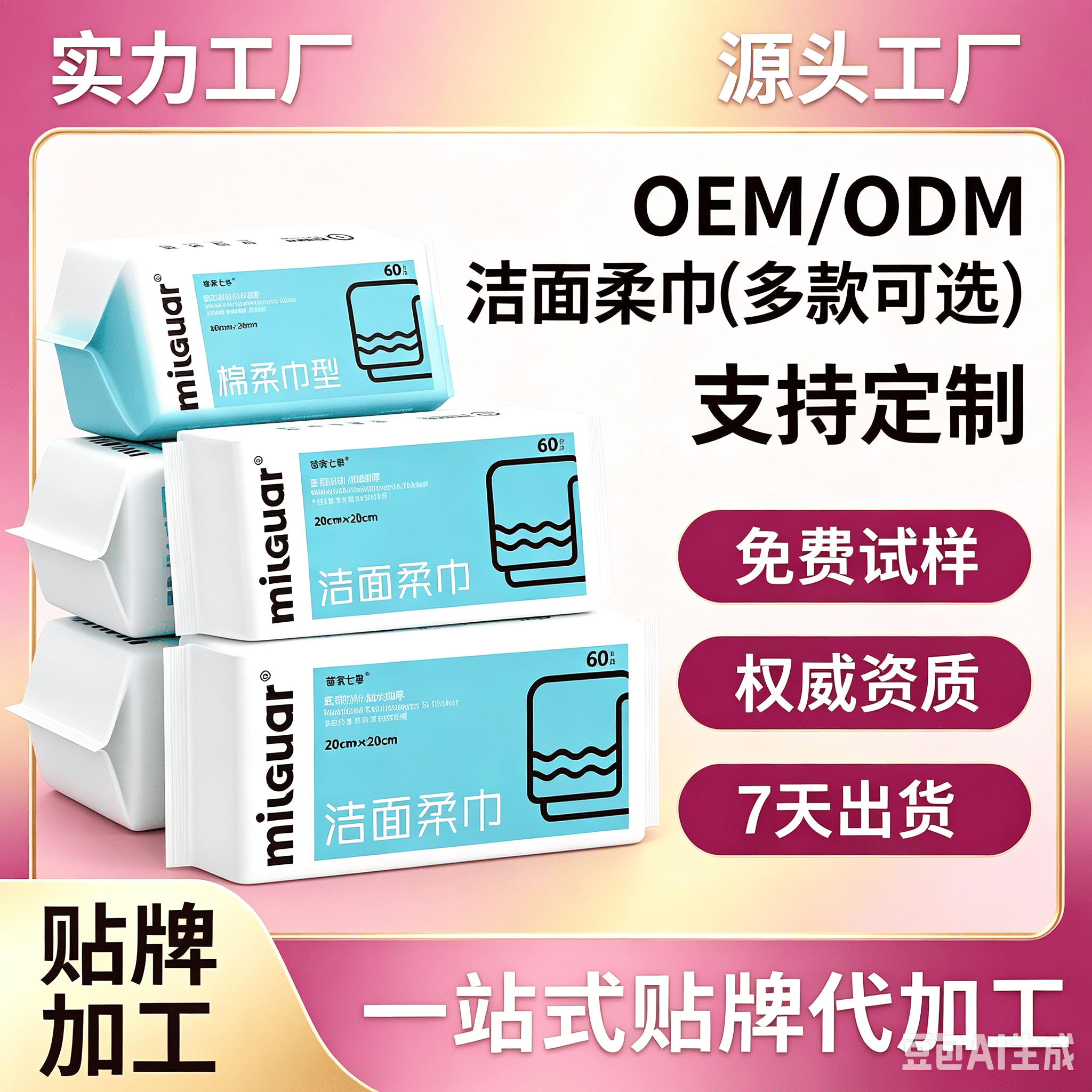 苗家七草洁面柔巾 起订量10000包